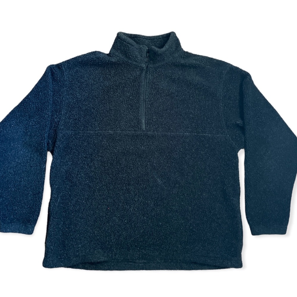 Men’s Eddie Bauer Navy Sherpa Fleece 1/3 Zip Front Pull-Over Jacket Coat XL Tall